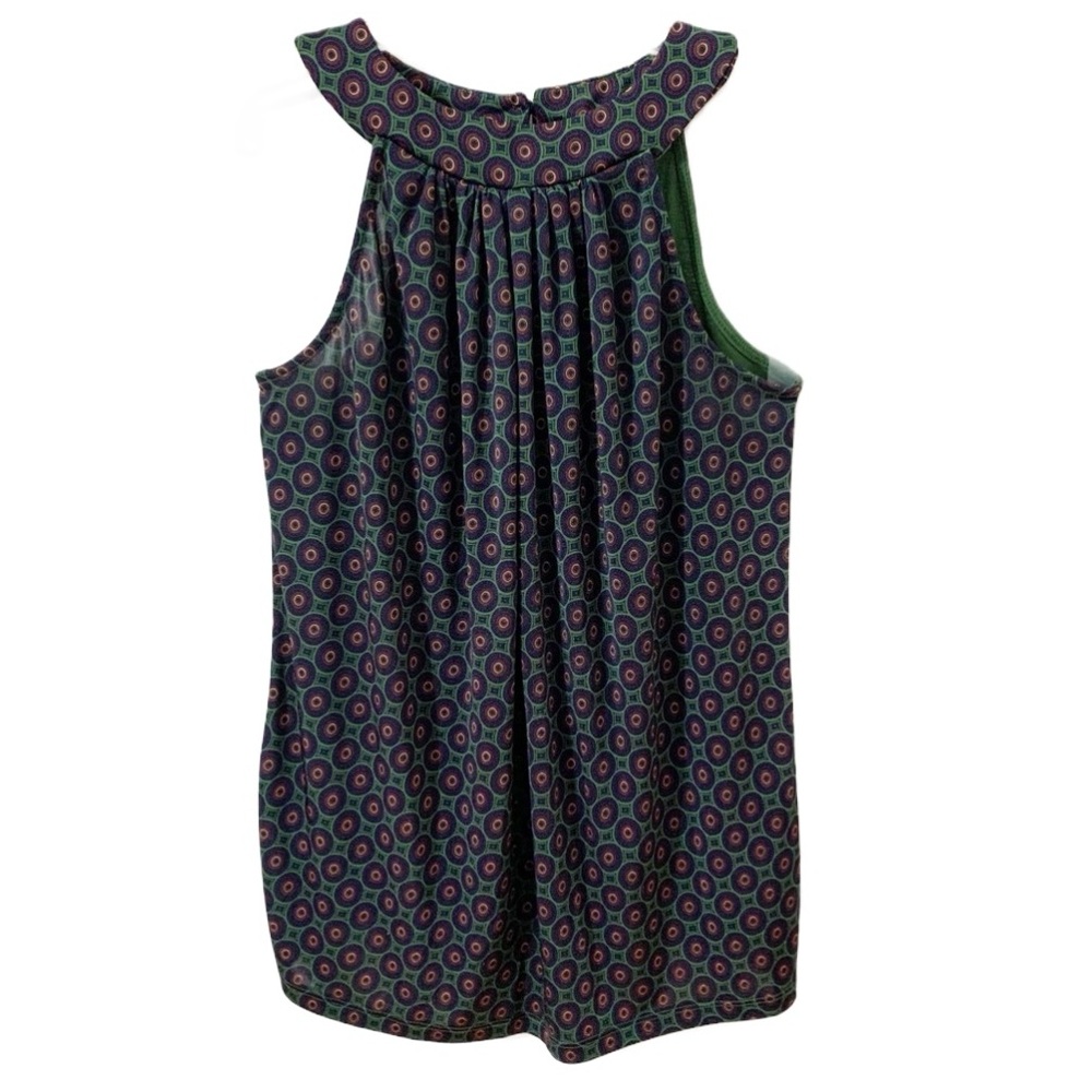 Outback Red Mixed Medium Sleeveless Geometric Print Blouse Keyhole Back w Button